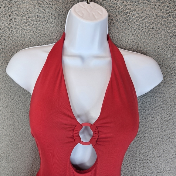 Sea Level Swim Keyhole Halter One Piece Red Swim Suit Sz 8 Womens Halter… - Picture 3 of 11
